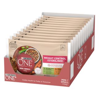 One Adult Mini Small Weight Control Multipack Pollo Y Pavo En Salsa Sobre Para Perros 0.34Kg